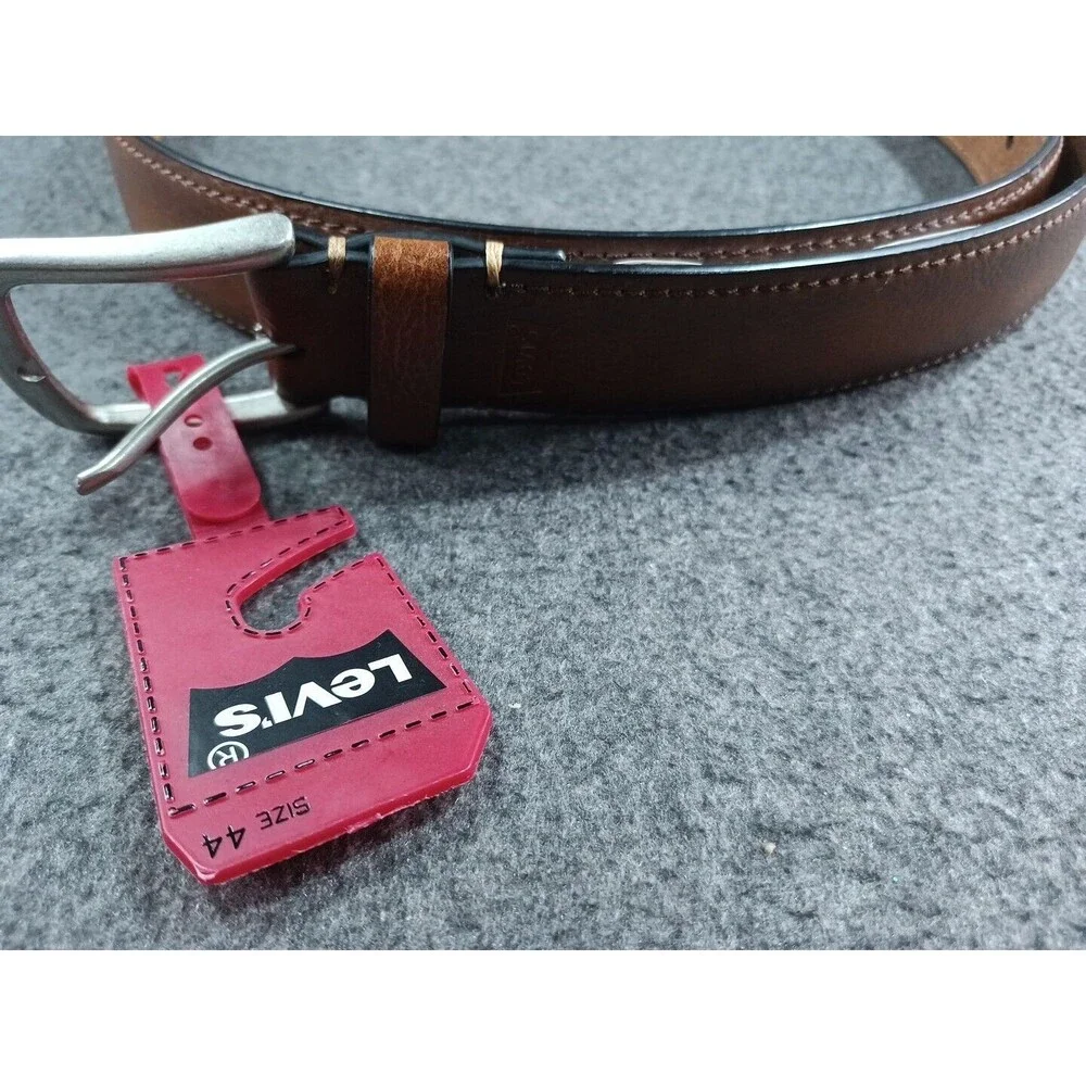 Levis Men's Brown Ombre Leather Belt Size 44 Silver Buckle 1.5